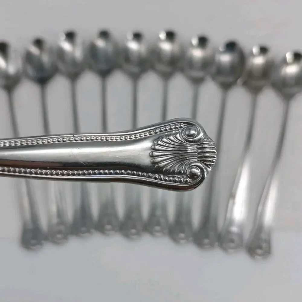 11X LH Tsp TOWLE Supreme STUART SHELL Stainless Long Handled Malt Tea Spoons